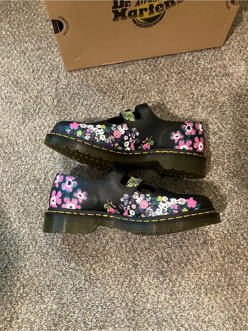 Dr. Martens Black Floral Double-Strap Mary Jane Shoes - Picture 3 of 7